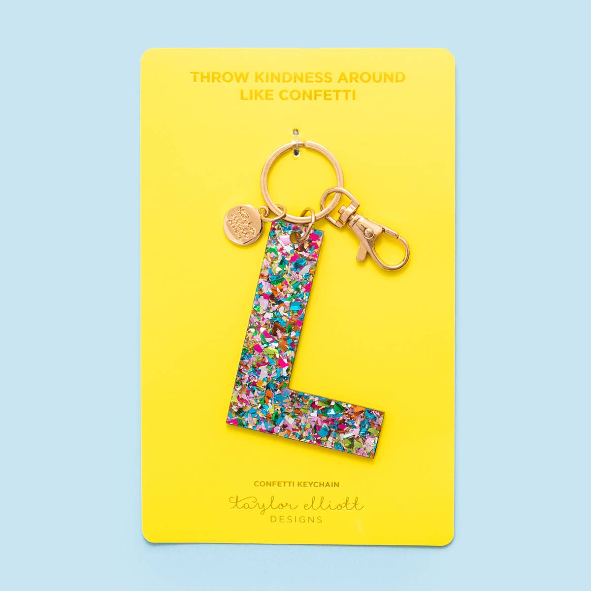 Taylor Elliott Designs - Keychain -Colorful Confetti - Letter L