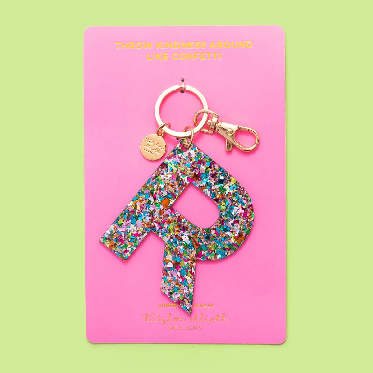 Taylor Elliott Designs - Keychain - Colorful Confetti Letter R