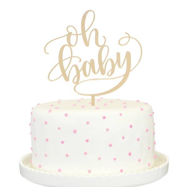 Baby Gold Mirror Cake Topper: Cherry Wood