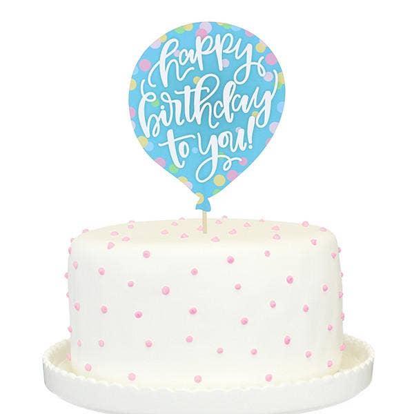 Blue Balloon Printed Cake Topper