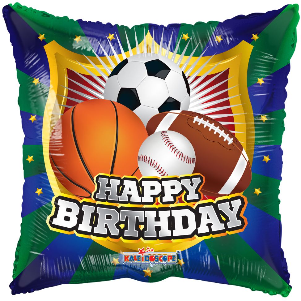 18" Happy Birthday Sports Mylar Balloon