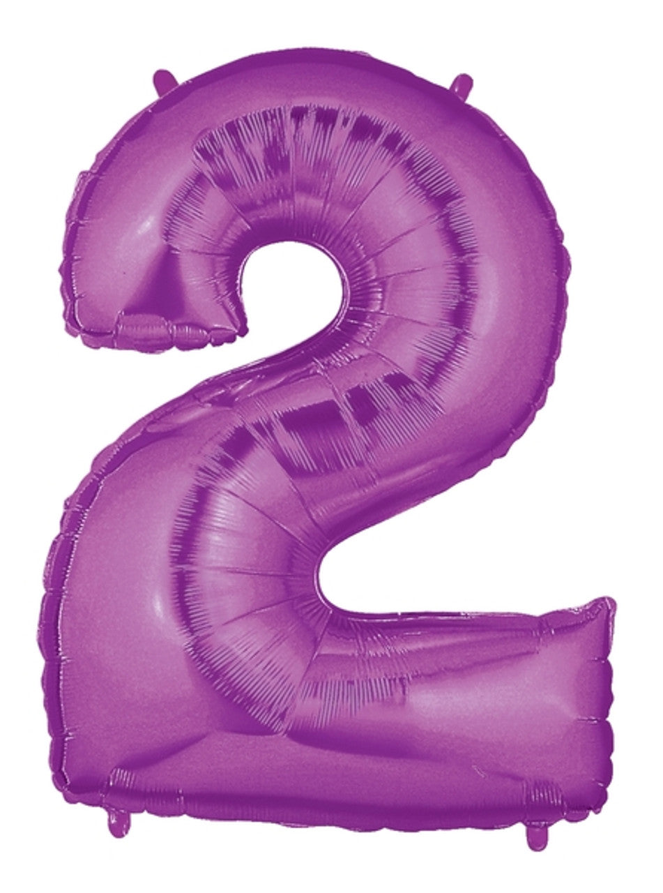 34" Purple Number 2 Mylar Balloon