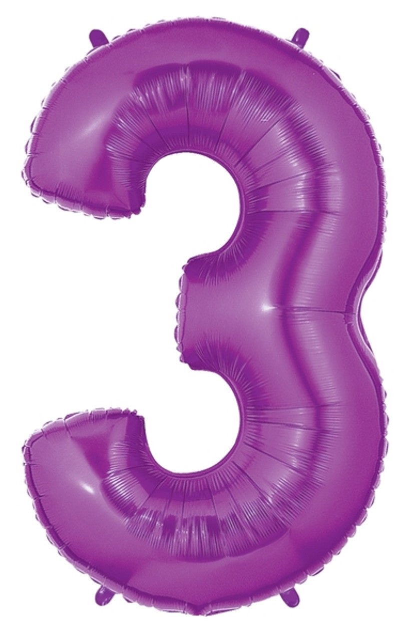 34" Purple Number 3 Mylar Balloon