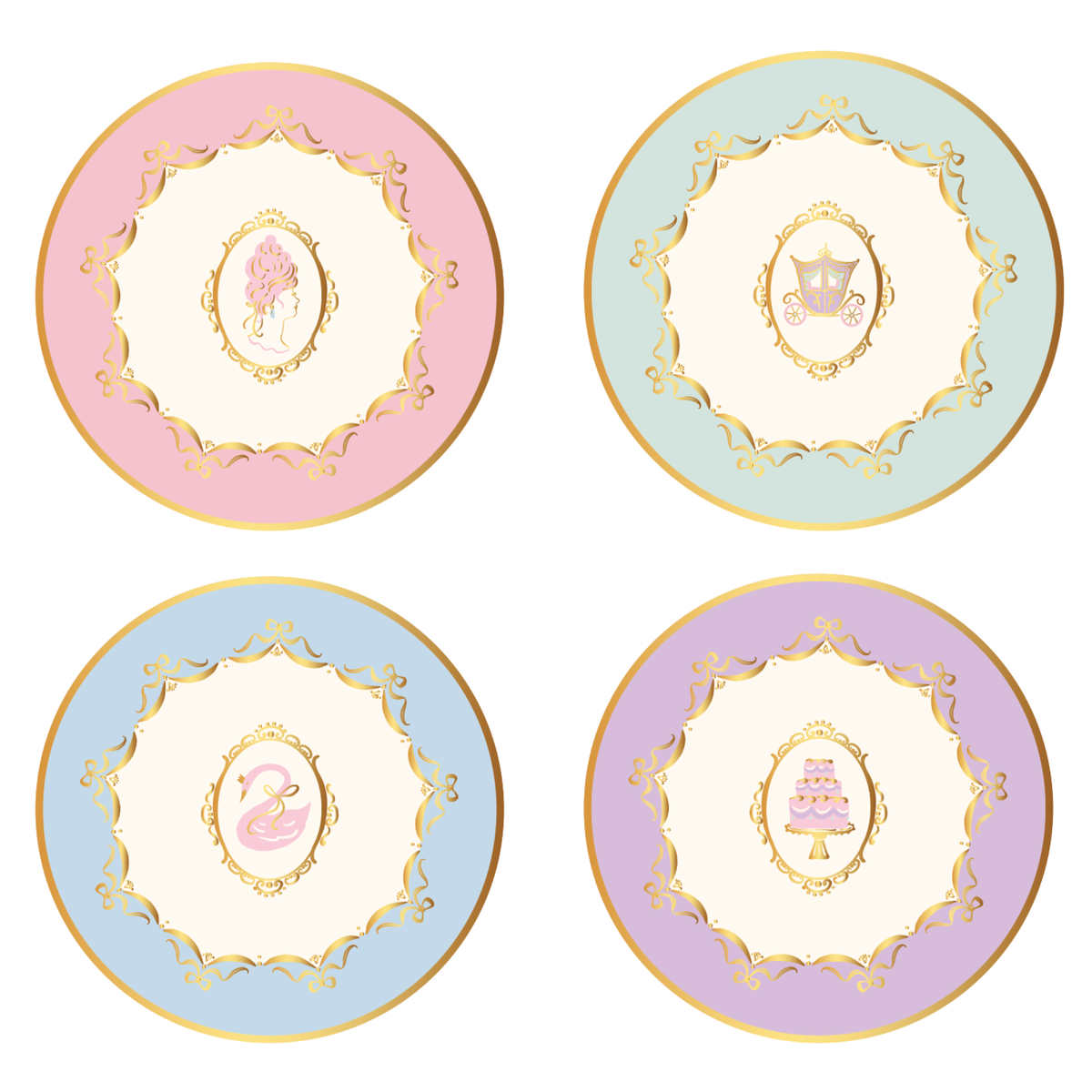 Bonjour Fête - Parisian Princess Cake Plates (Set of 8)