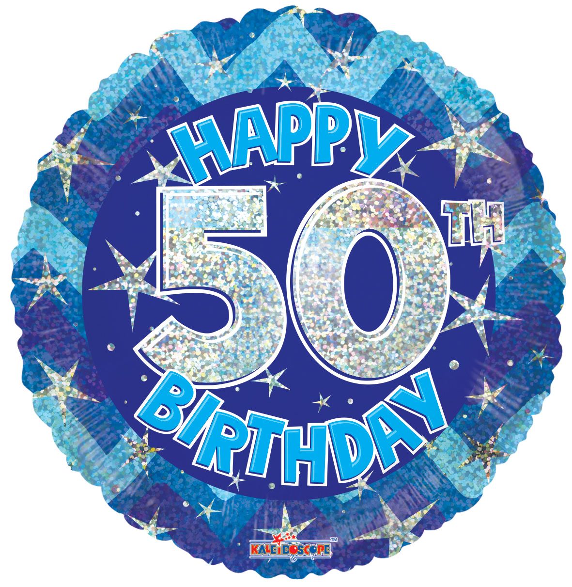 Holographic Blue Happy 50th Birthday Mylar Balloon