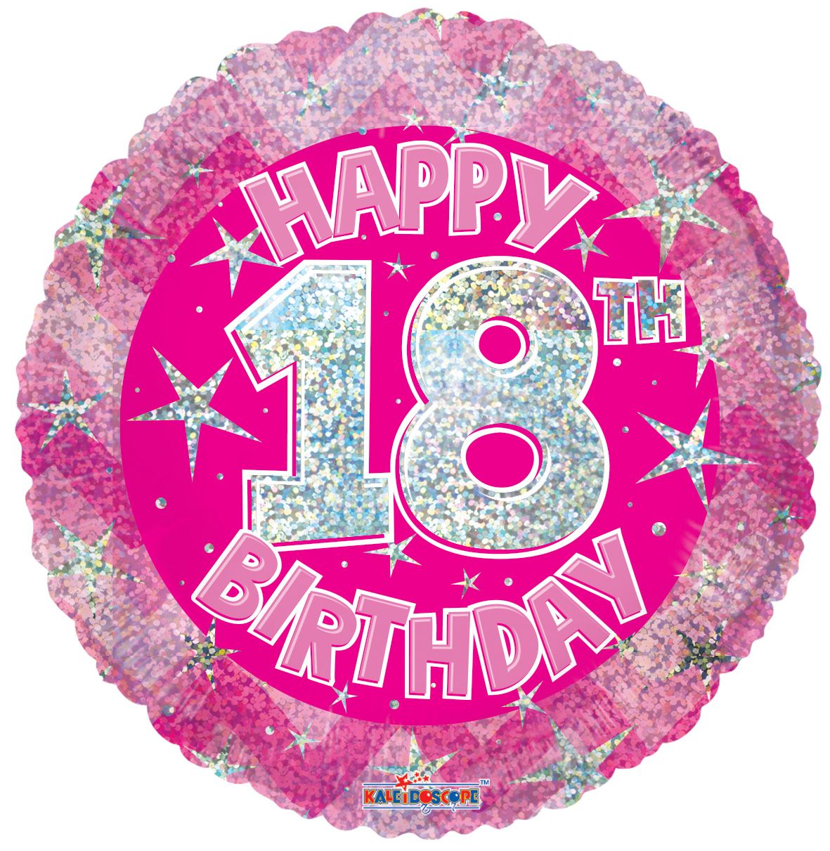 Holographic Pink Happy 18th Birthday Mylar Balloon
