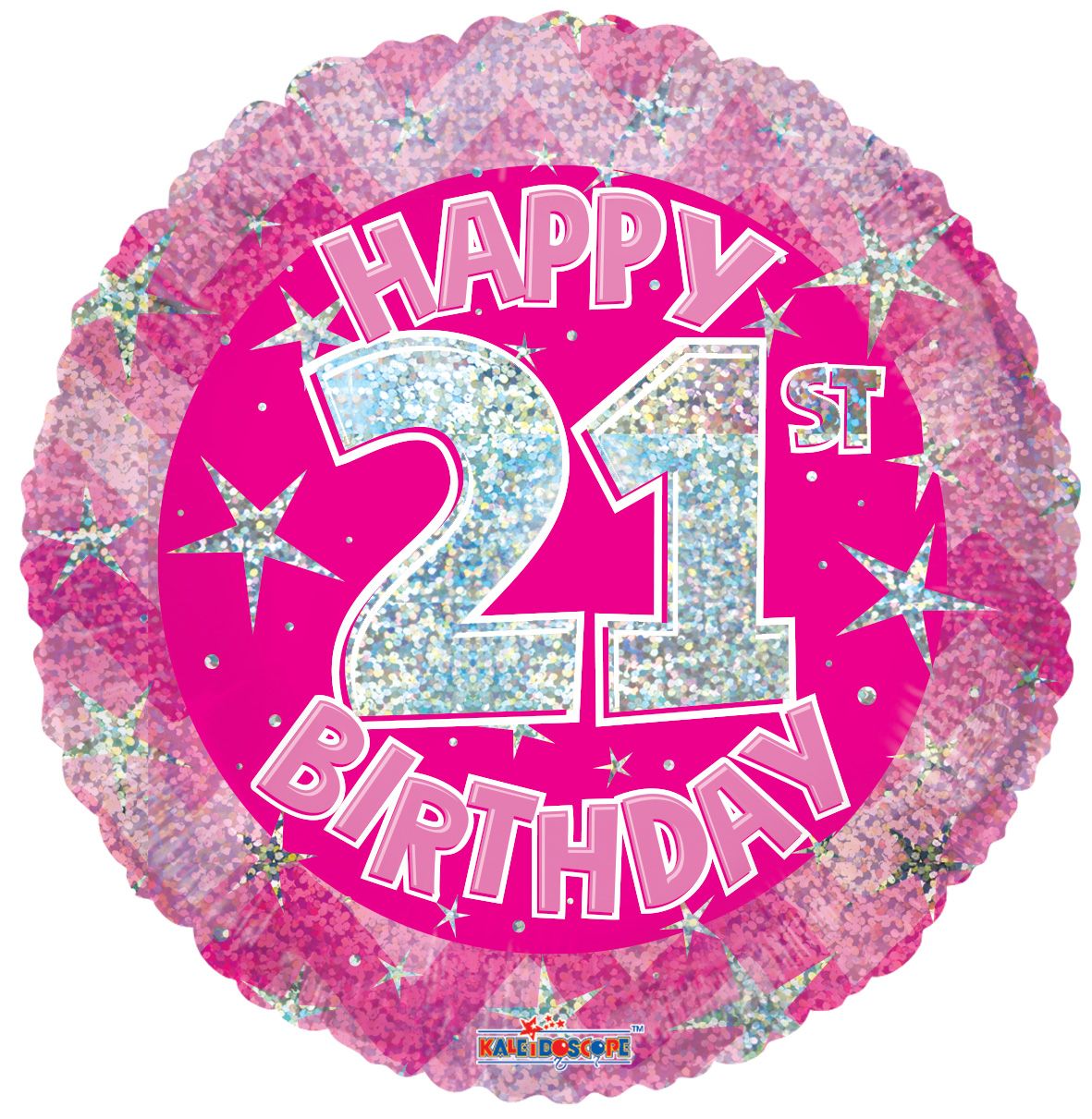 Iridescent Pink Happy 21st Birthday Mylar Balloon