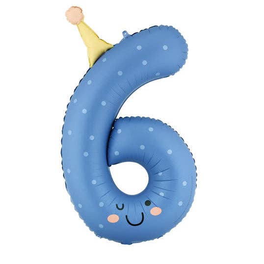 Foil balloon Number ''6'' Blue 34 in.