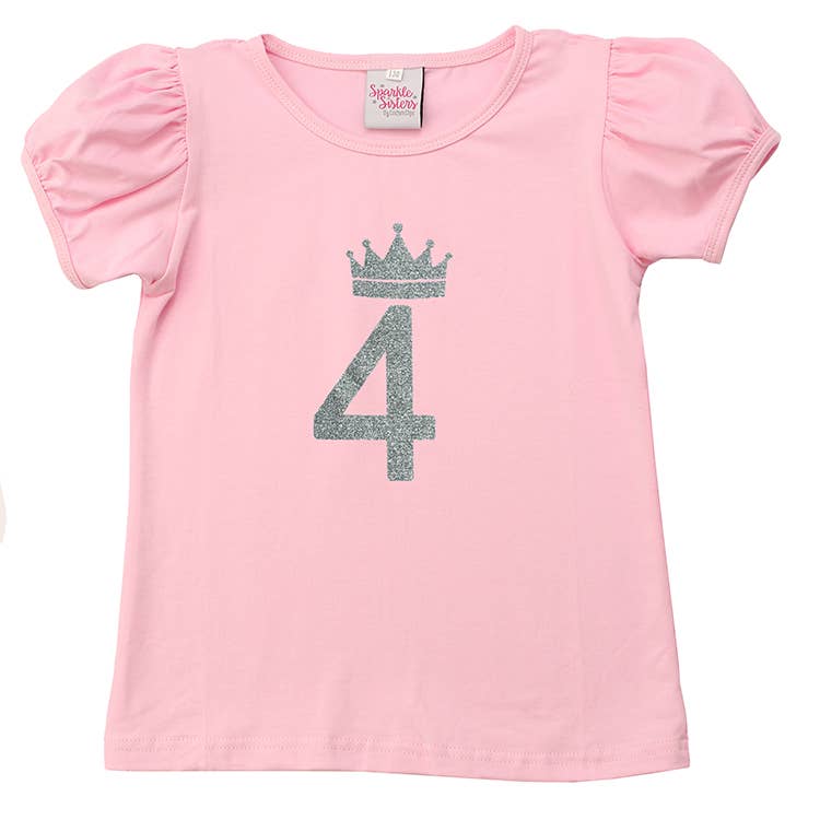 #4 on Puff Sleeve Tee: Pink / Silver