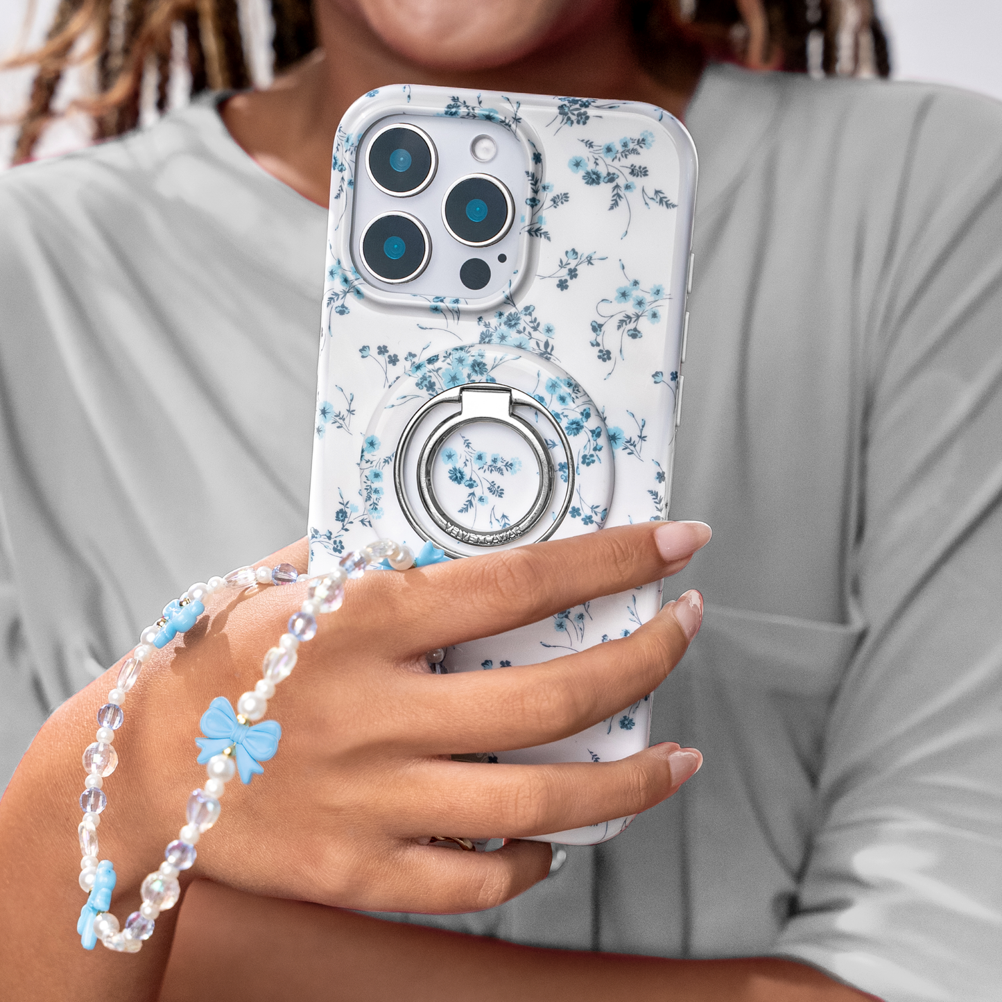 VELVET CAVIAR - Phone Charm Wristlet - French Blue Bow