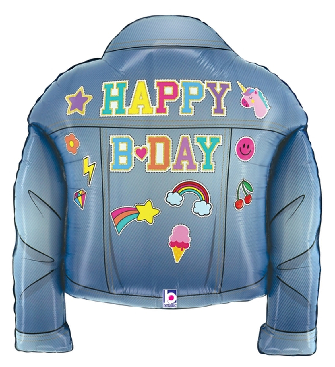 26" Happy Birthday Denim Jean Jacket Mylar Balloon