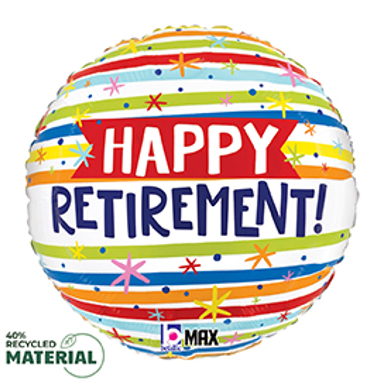 Happy Retirement Stripes 18" Mylar Balloon