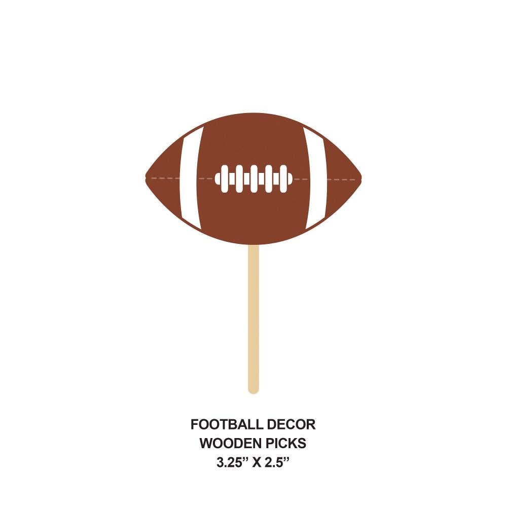 Tailgate Decor Wooden Pick Football, 50/Pkg