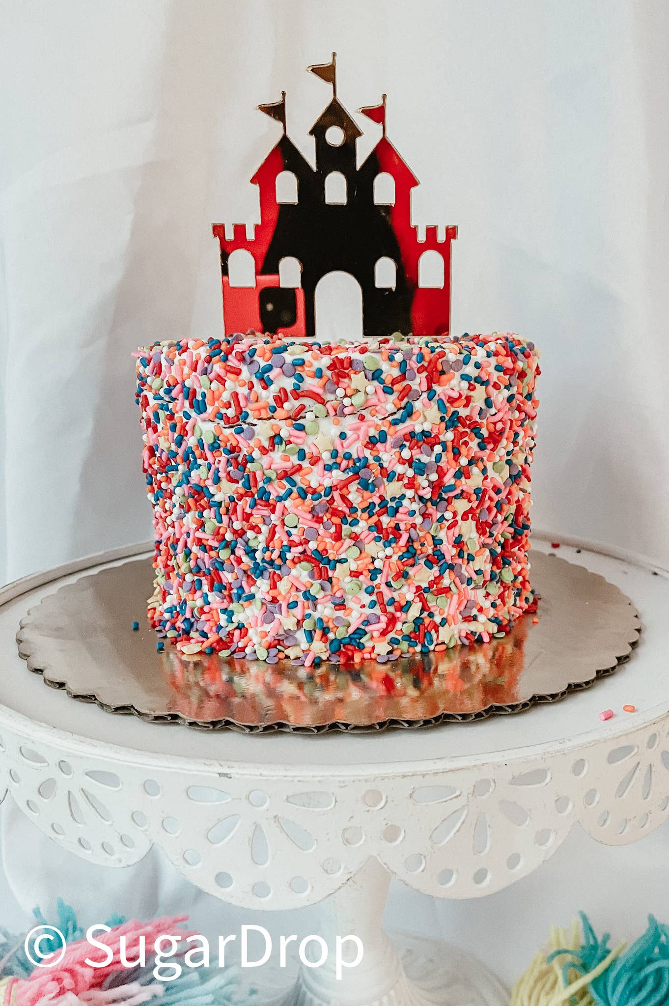 Castle Acrylic Cake Topper: Mirrored Gold