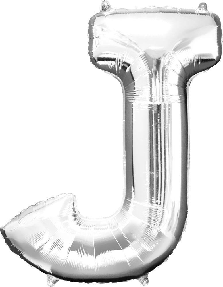 34" Silver Letter J Mylar Balloon