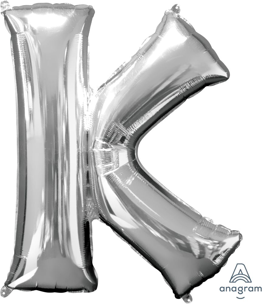 34" Silver Letter K Mylar Balloon