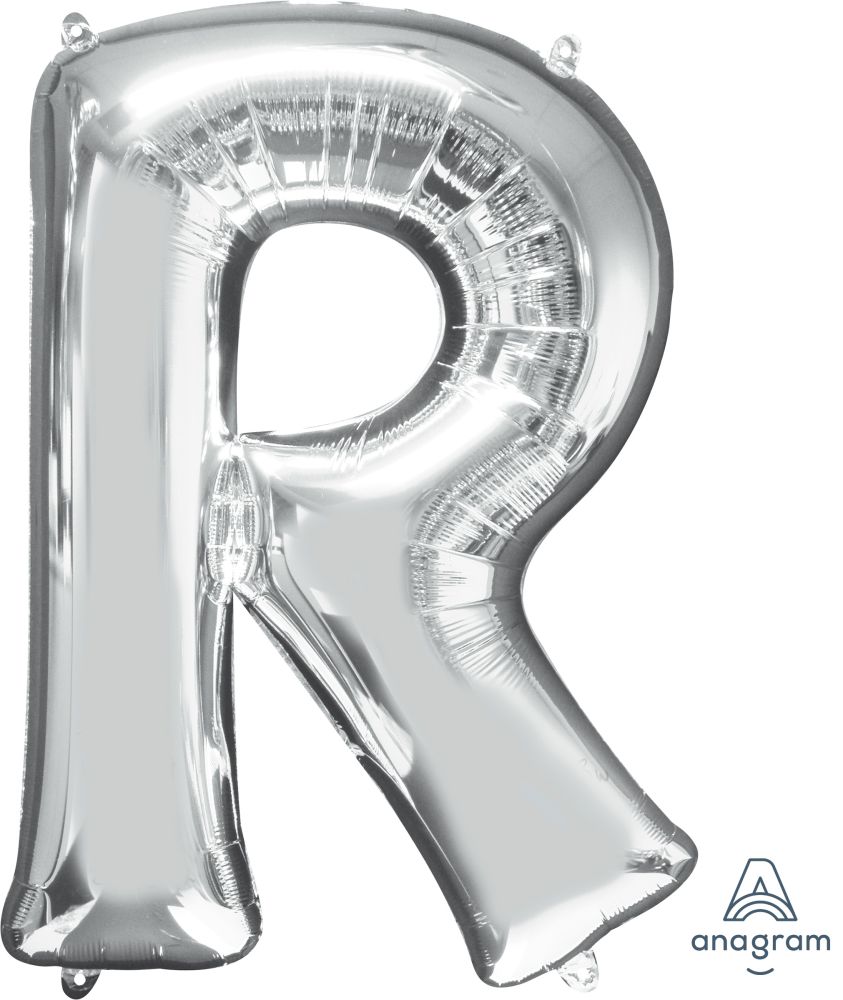 34" Silver Letter R Mylar Balloon