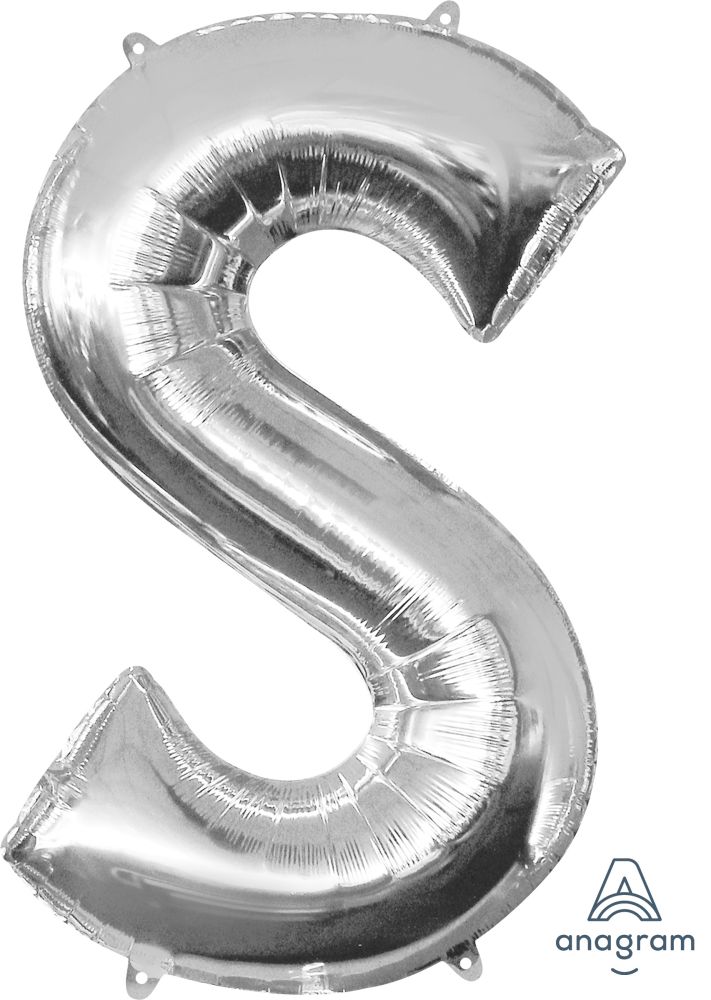 34" Silver Letter S Mylar Balloon