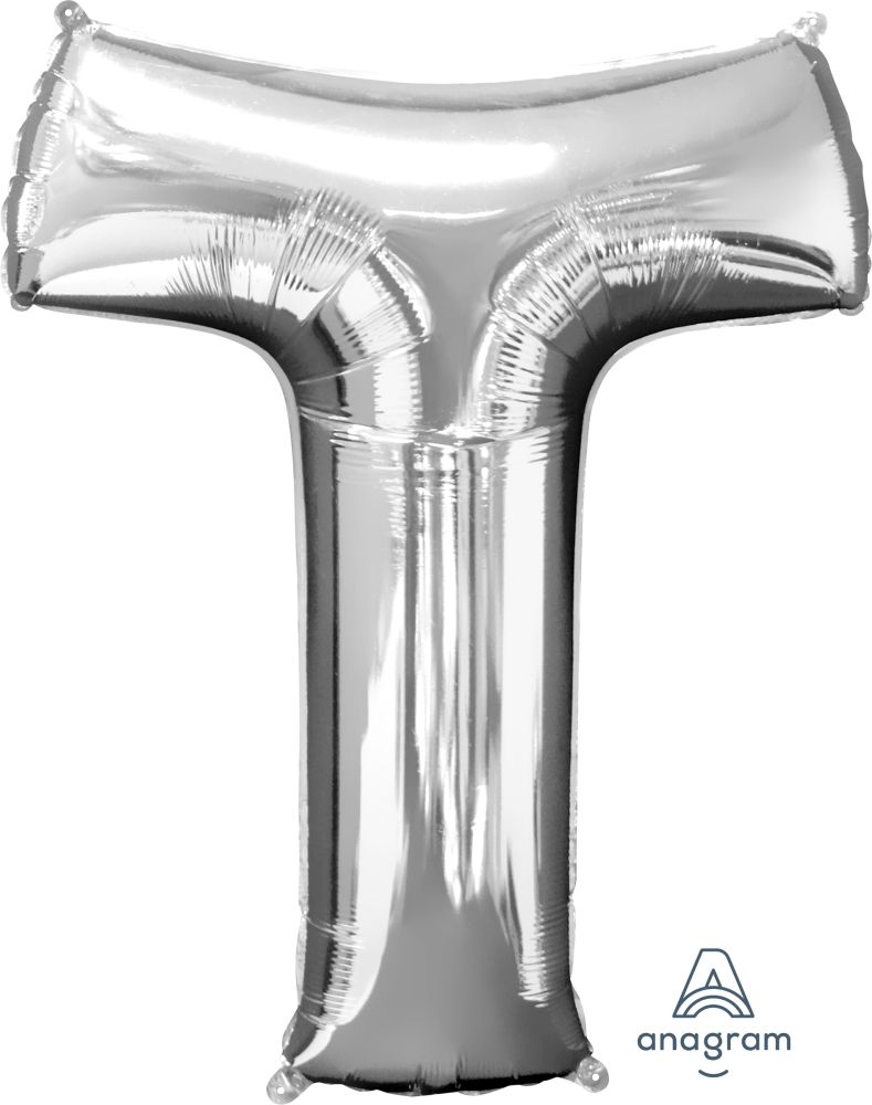 34" Silver Letter T Mylar Balloon