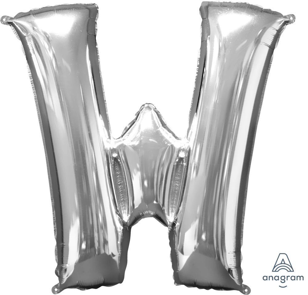 34" Silver Letter W Mylar Balloon