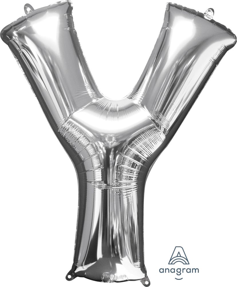 34" Silver Letter Y Mylar Balloon