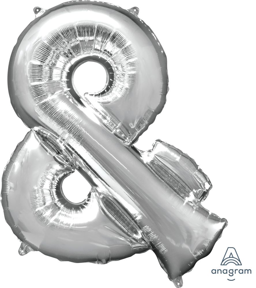 34" Silver Symbol & And Balloon- Letter Balloons