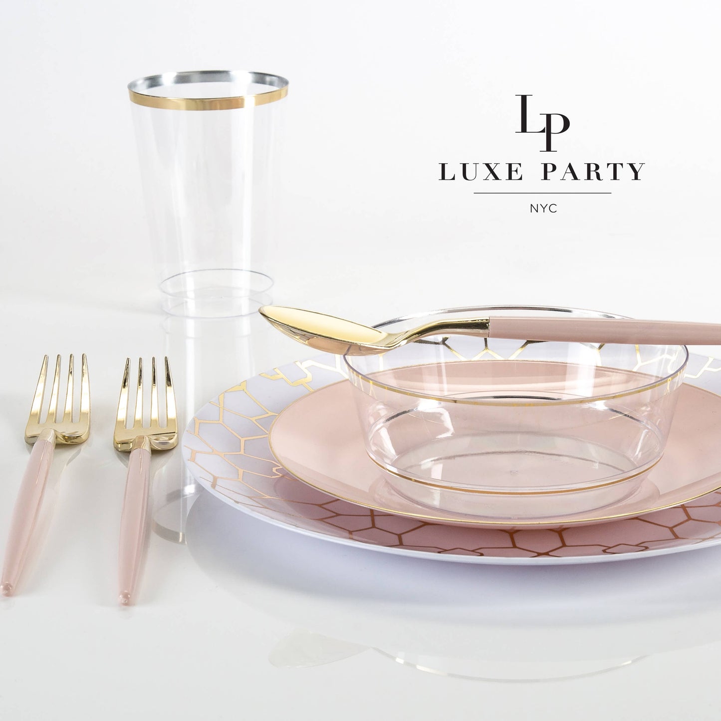 14 Oz. Round Clear • Gold Plastic Bowls | 10 Pack