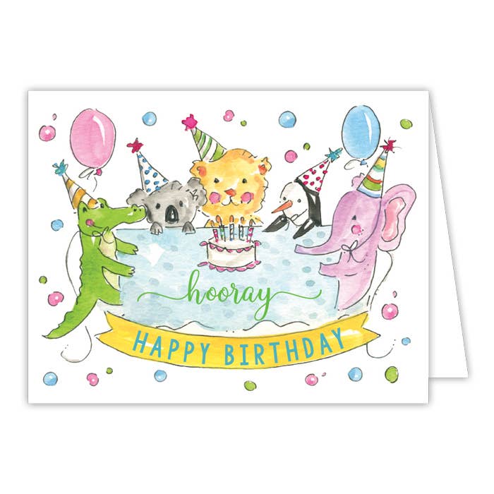 RosanneBeck Collections - Hooray Happy Birthday Party Animals Greeting Card