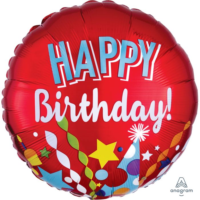 18" Festive Happy Birthday Mylar Balloon