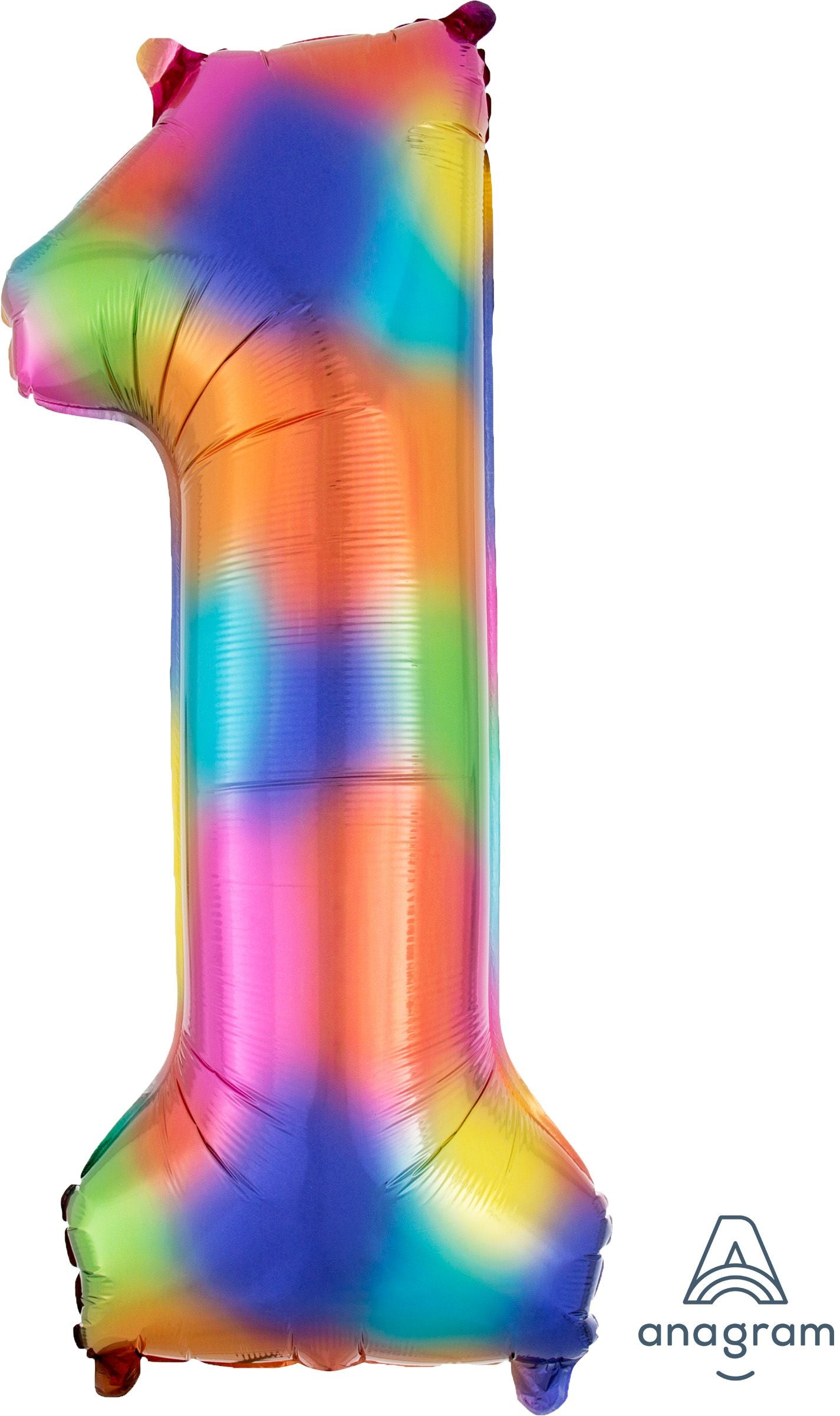 34" Rainbow Splash Number 1 Mylar Balloon