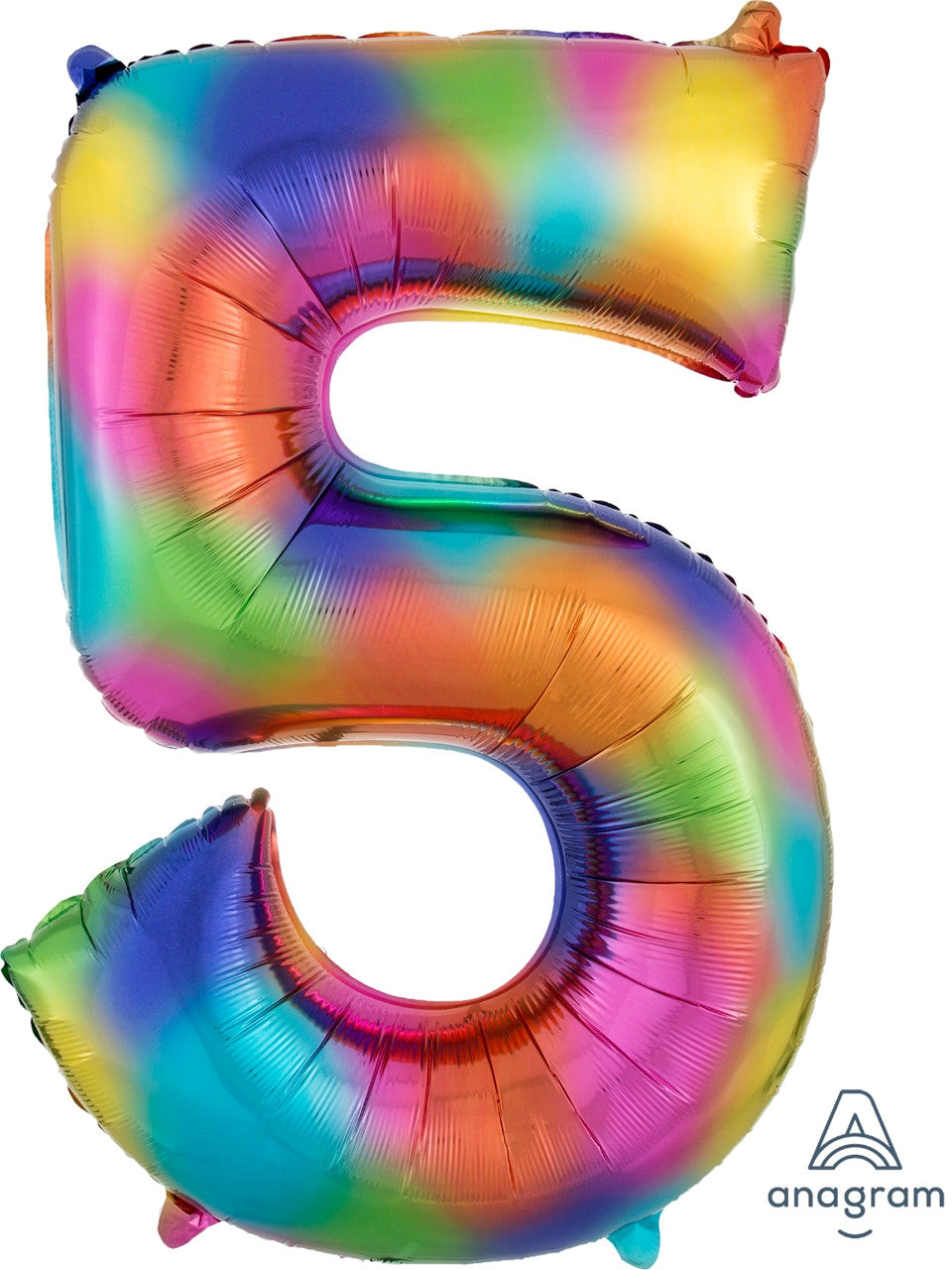 Rainbow Splash Number 5 Mylar balloon 34"