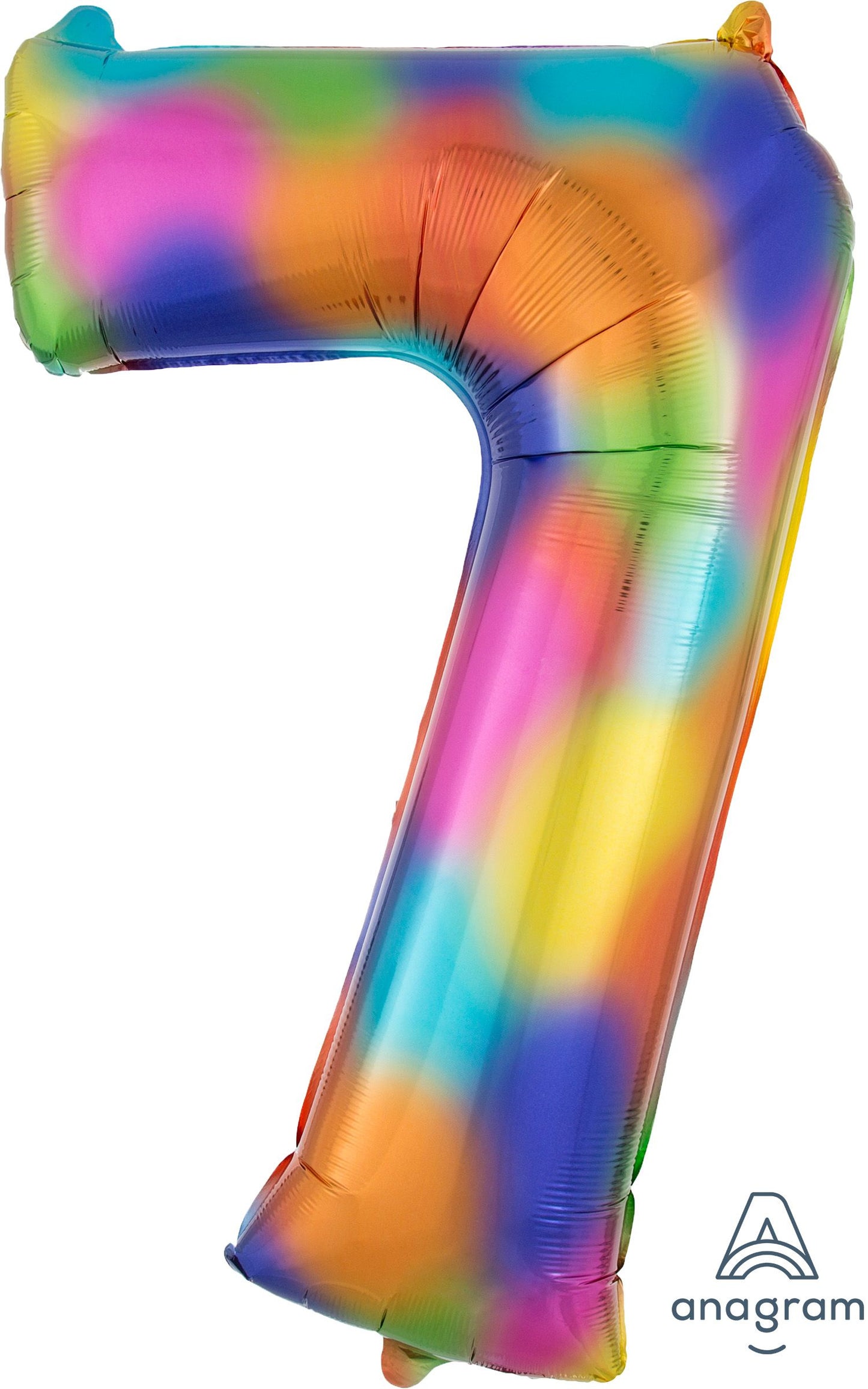 34" Rainbow Splash Number 7 Mylar Balloon