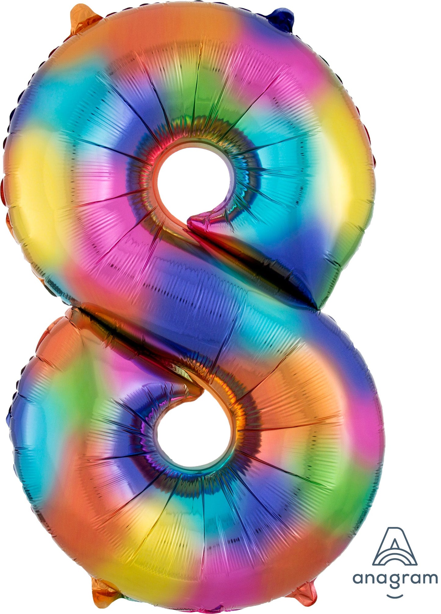 34" Rainbow Splash Number 8 Mylar Balloon