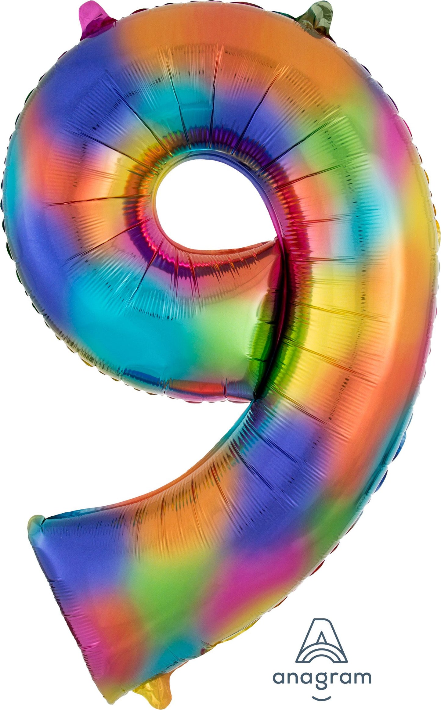34" Rainbow Splash Number 9 Mylar Balloon