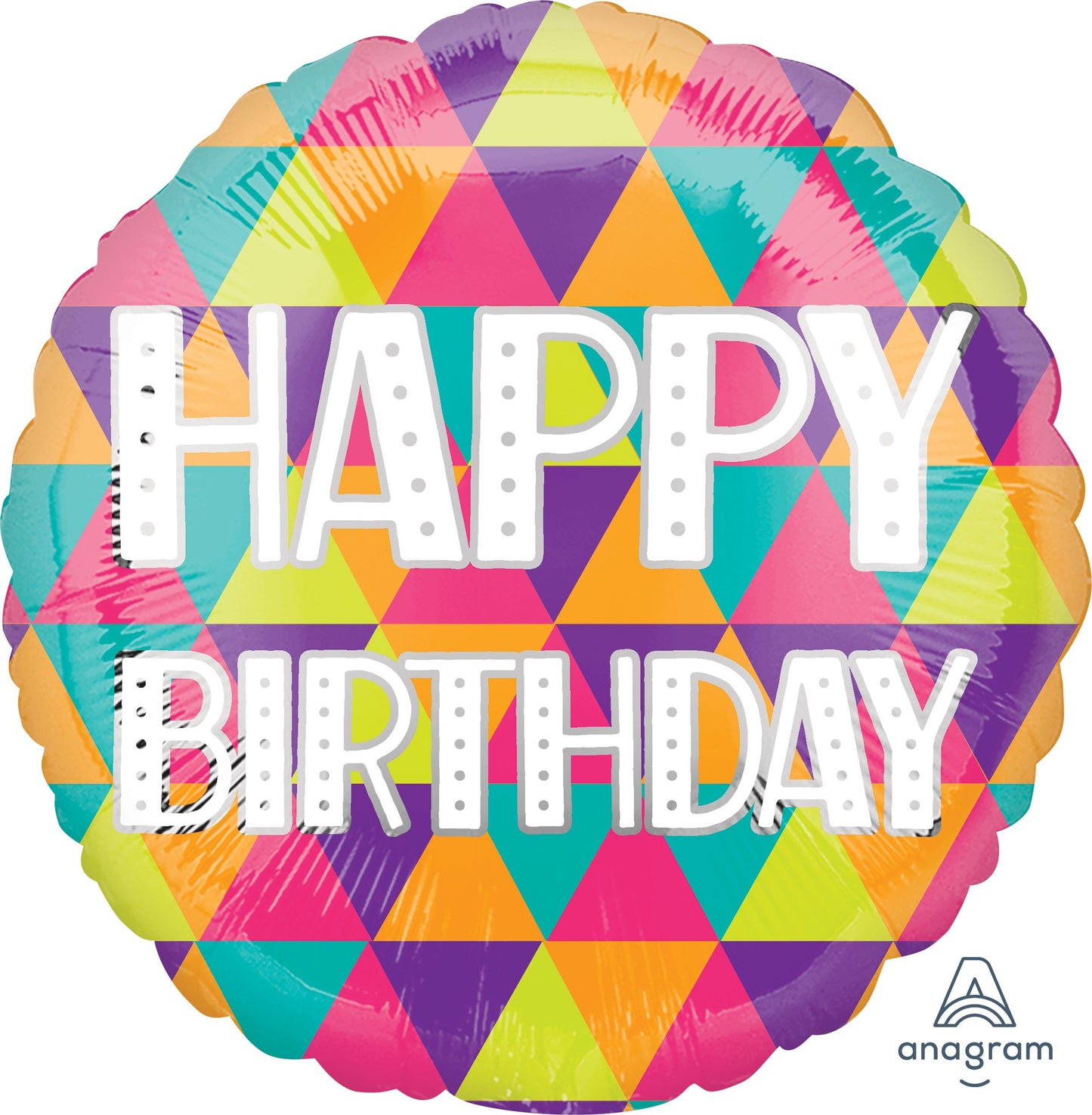 18" Colorful Triangles Happy Birthday Mylar Balloon