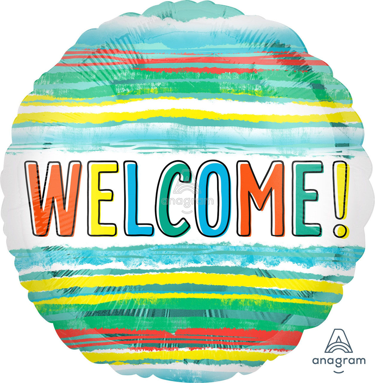 Welcome Watercolor Stripes Mylar balloon 18"