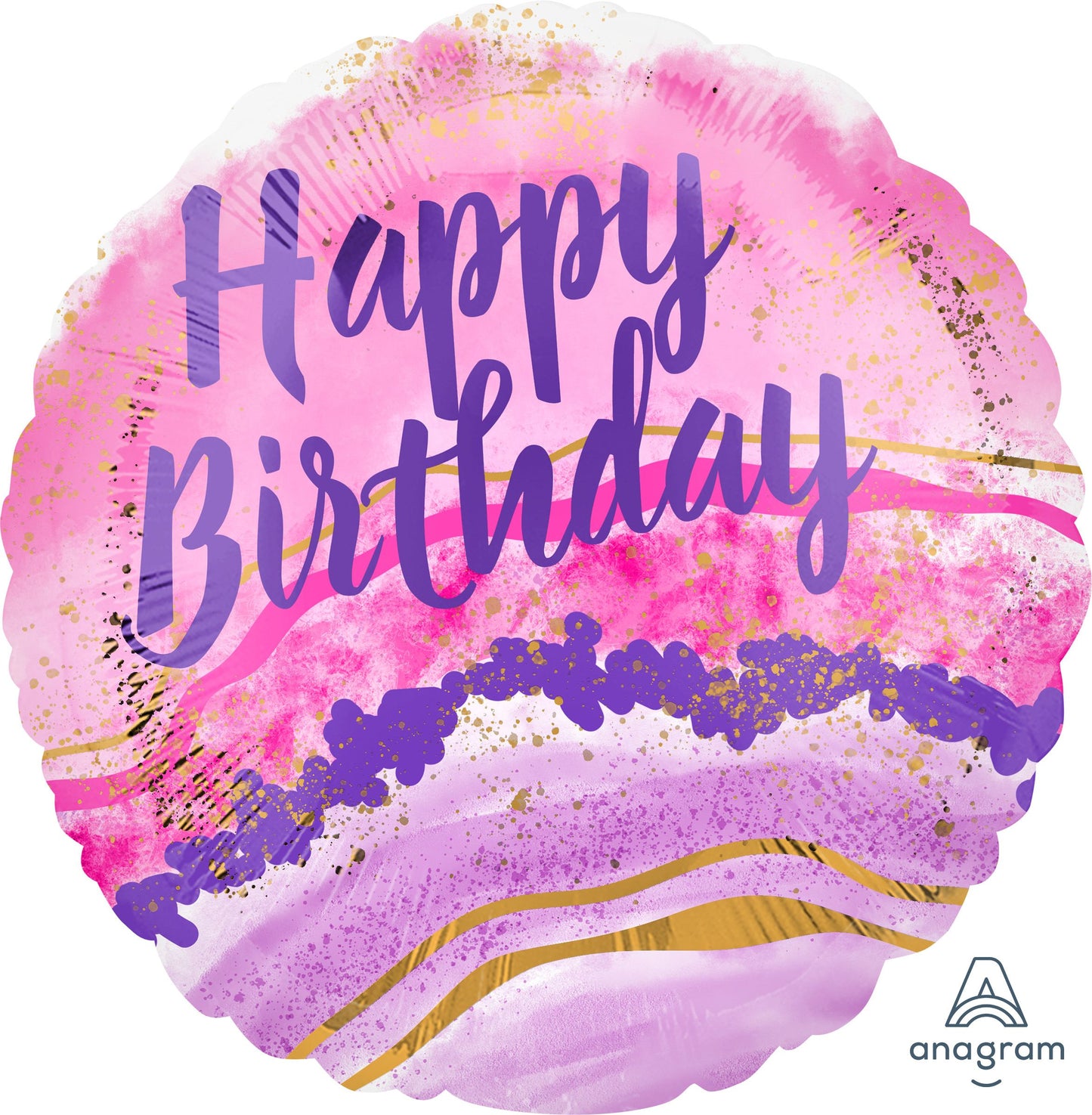 18" Birthday Watercolor Marble Balloon