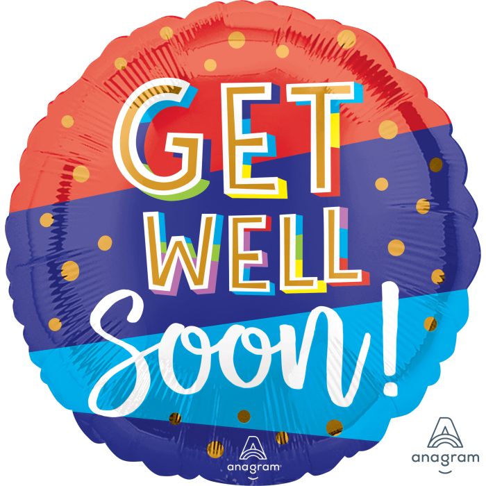 18" Get Well Bouncy Type Mylar Balloon