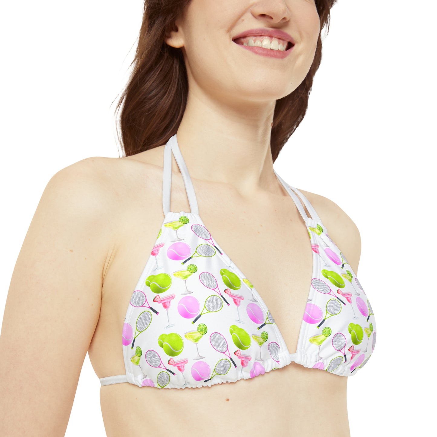 Tennis and Martini Strappy Triangle Bikini Top (AOP)
