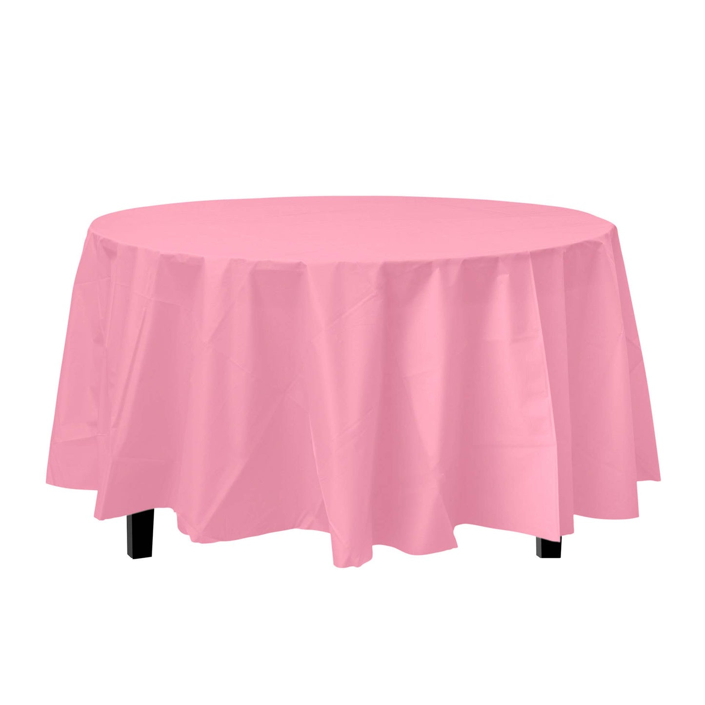 Round 84 In. Pink Premium Plastic Tablecloth Disposable: Pink / 84 in. Round