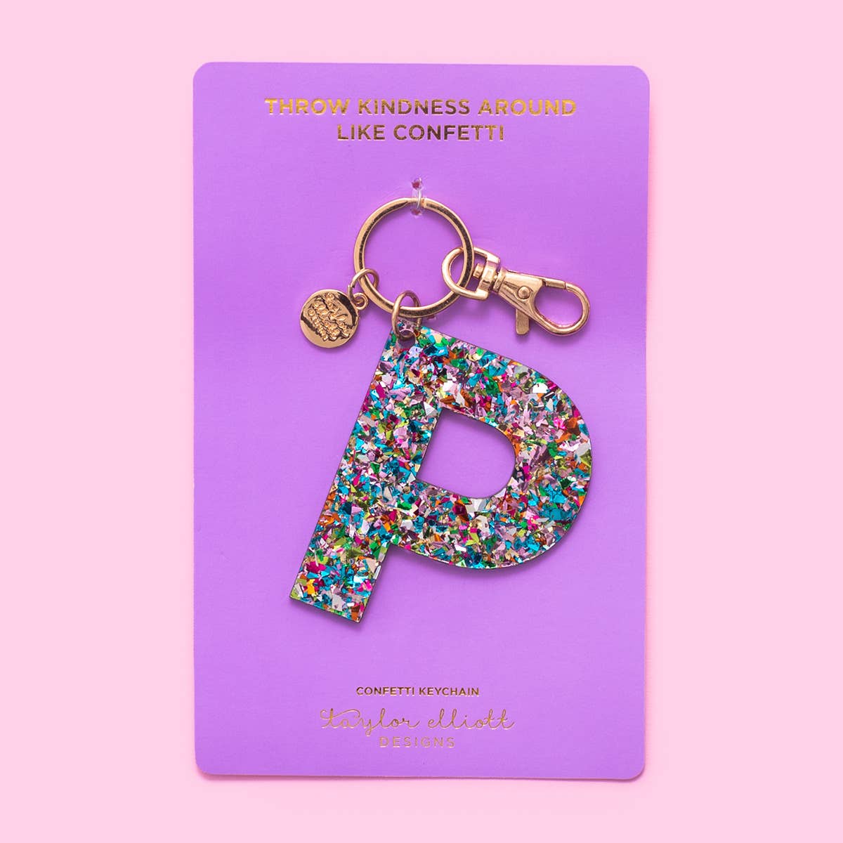 Taylor Elliott Designs - Keychain -Colorful Confetti - Letter L