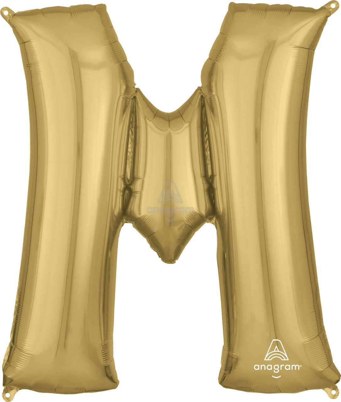 34" White Gold Letter M Mylar Balloon