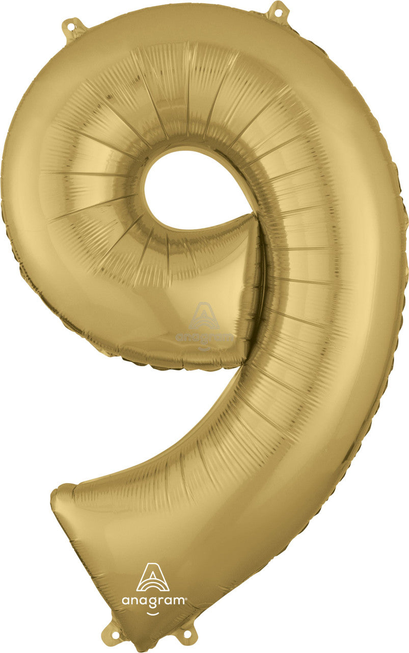 34"A White Gold Number 9 Myler Balloon