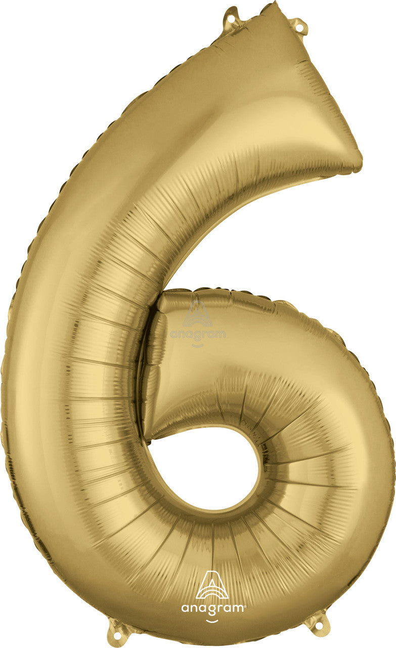 34"A White Gold Number 6 Myler Balloon