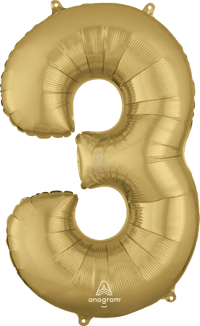 34"A White Gold Number 3 Myler Balloon