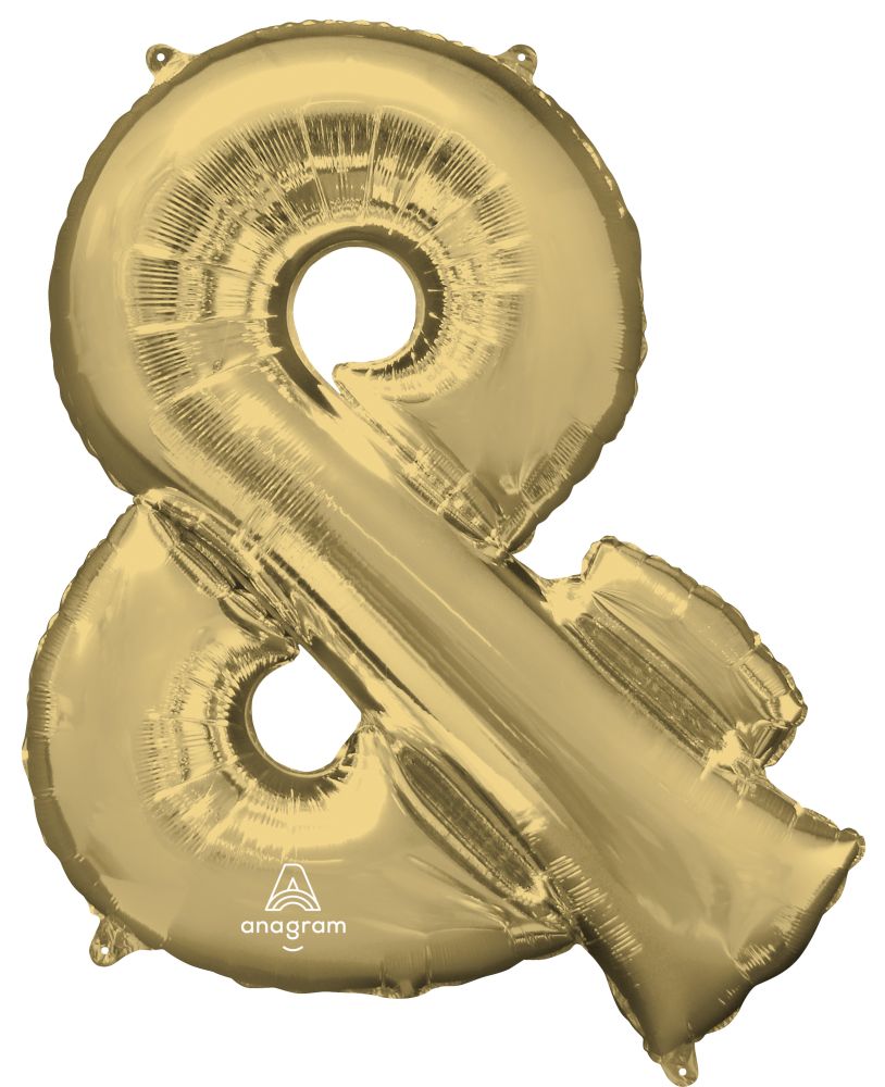 34" White Gold Symbol & And Mylar Balloon