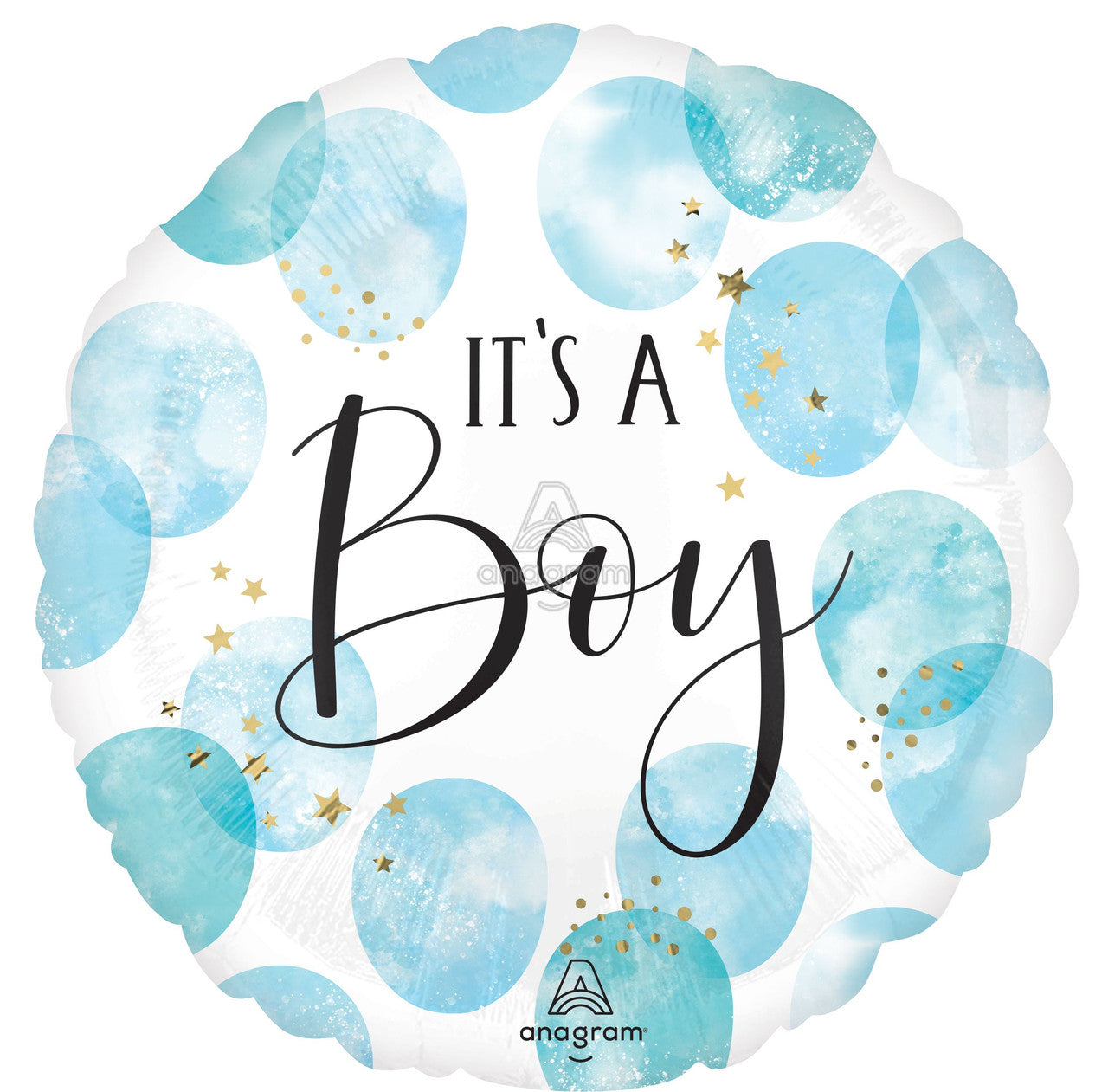 Baby Boy Blue Watercolor 18" Mylar Balloon
