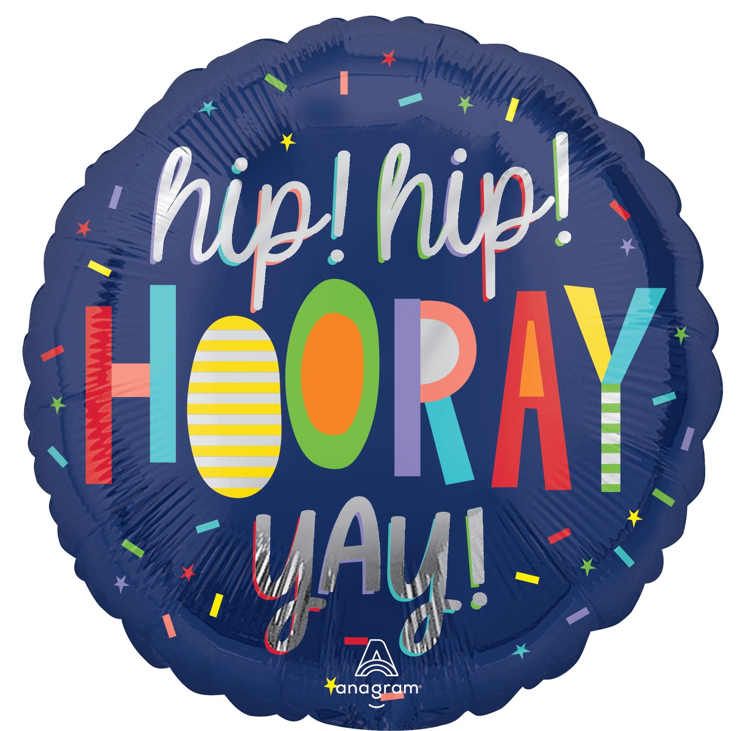 18" Hip Hip Hooray! Mylar Balloon
