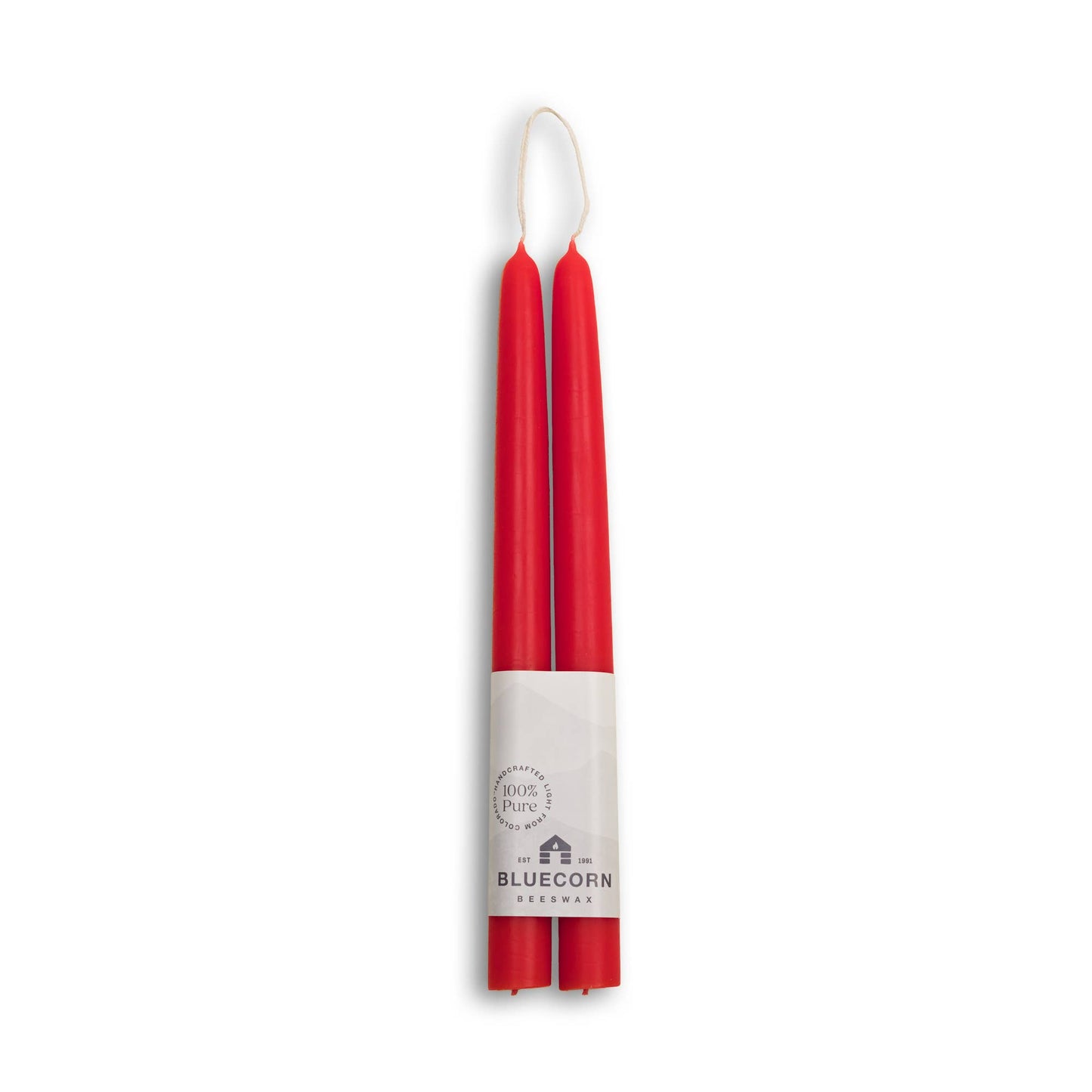 Bluecorn Candles - Beeswax Taper Candles Dripless & Handmade: Red / 10"