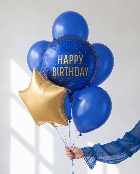 Happy Birthday Navy Round Mylar Balloon 18 in.
